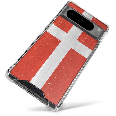 Denmark Flag Distressed Google Pixel 8 Pro Clear Case